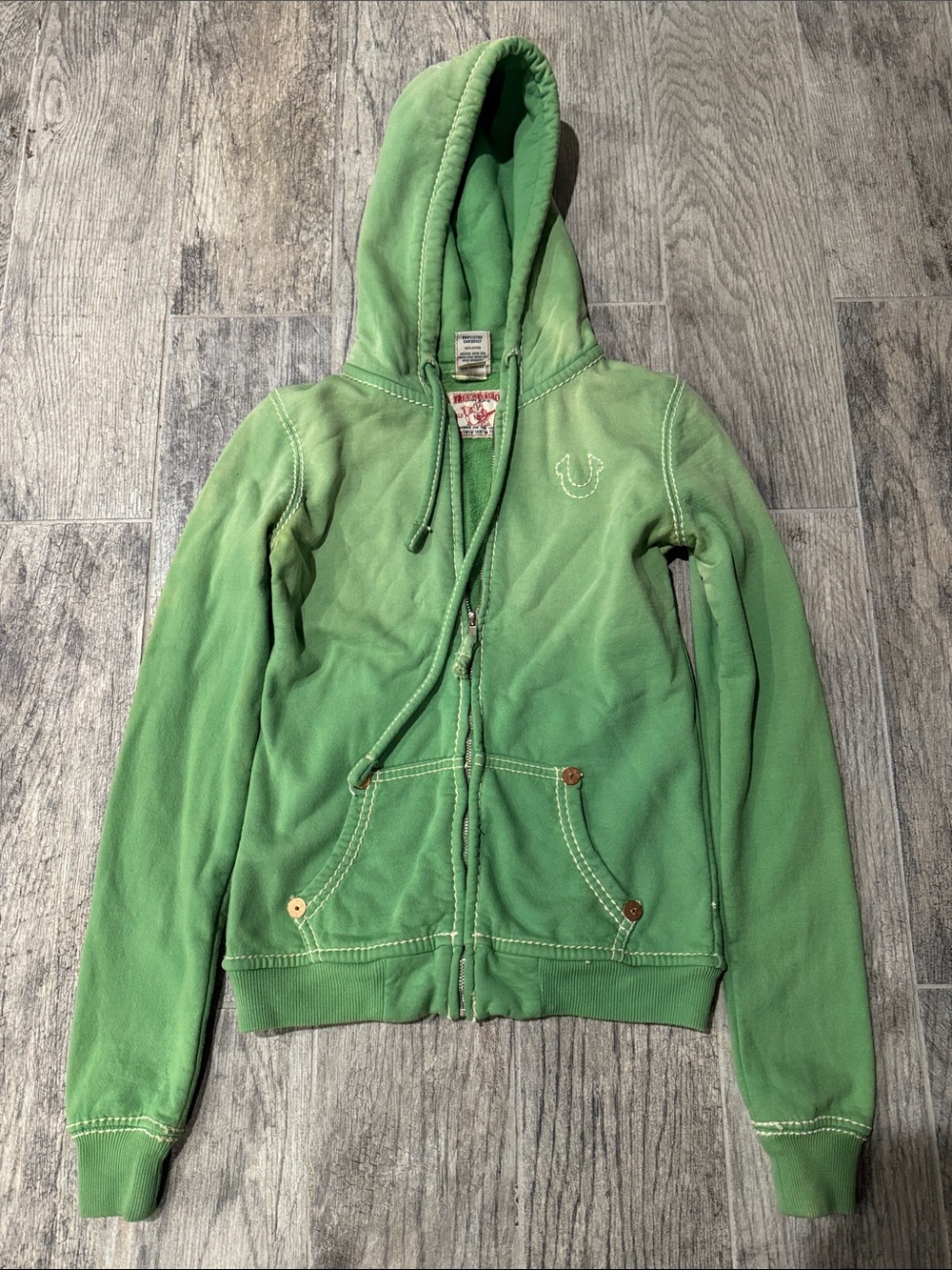 True Religion Green Zip-Up Hoodie Sweater